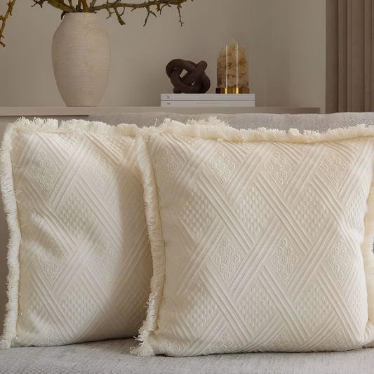 Doğal Pamuklu Geleneksel Buldan Dokuma Kırlent Yastık Kılıfı - 2 Adet - 42*42 Cm