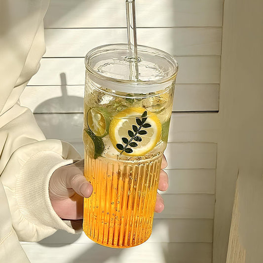 Borosilikat Sunum Bardağı, Kapaklı Pipetli Bardak, Kahve Bardağı, Isı Dayanıklı (600 ML) Macchiato